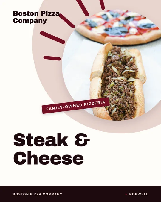 Window sign, made for Boston Pizza