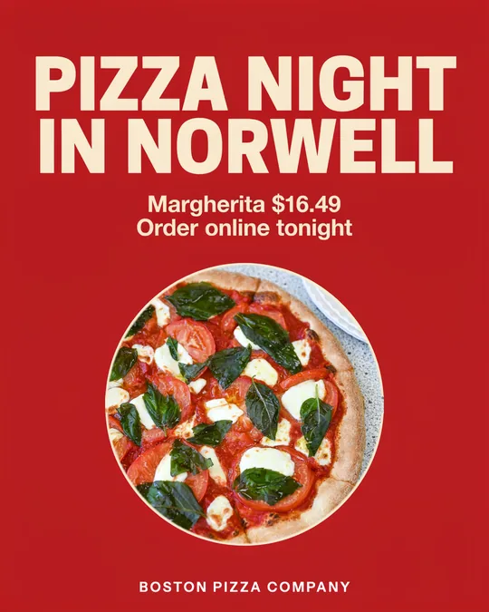 Your words, lettered, made for Boston Pizza