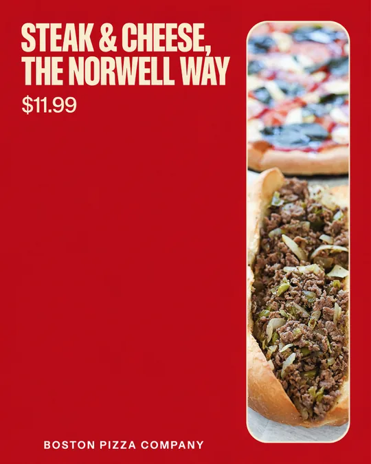 Your words, lettered — Rounded, made for Boston Pizza